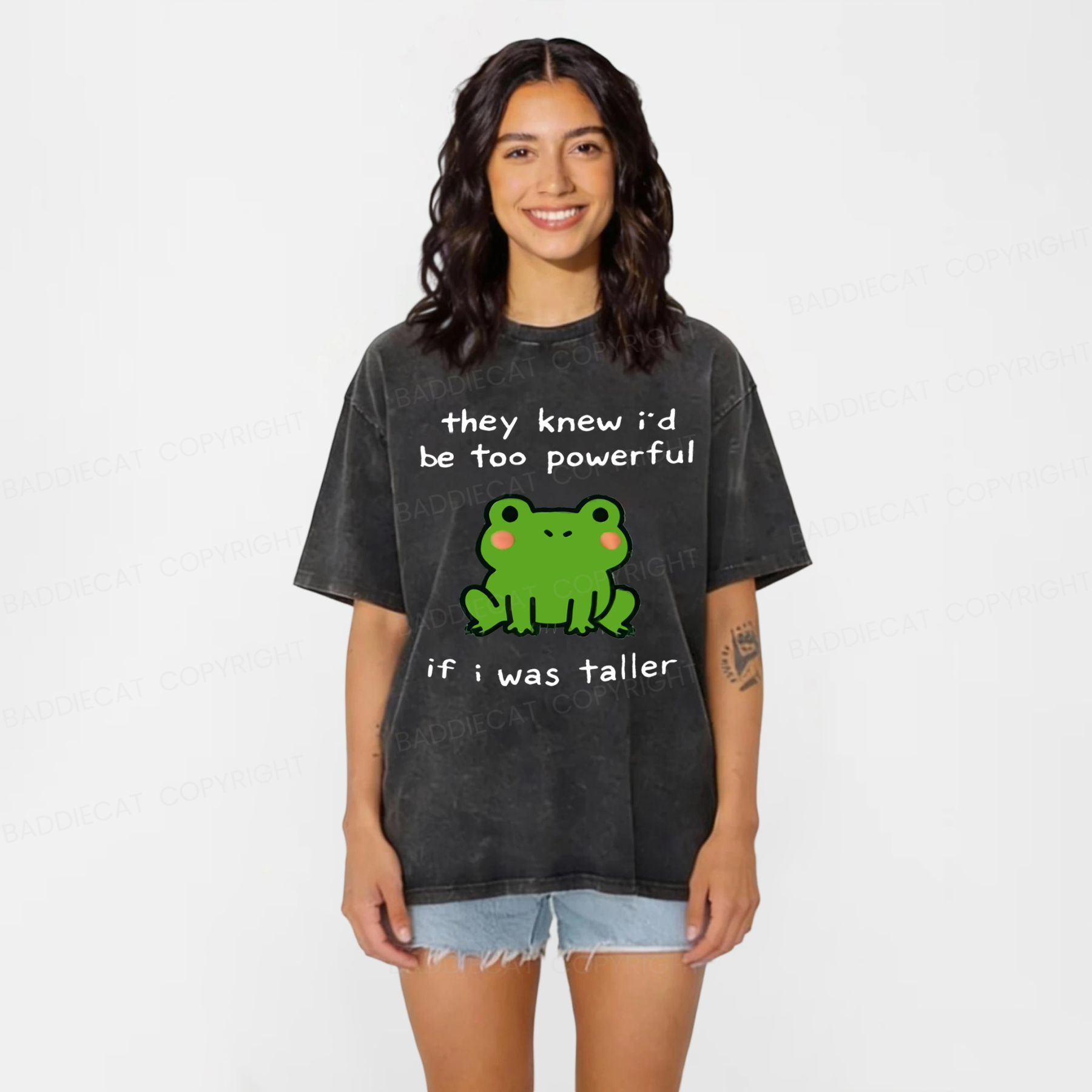 Baddiecat They Knew I'd Be Too Powerful Washed T-shirt