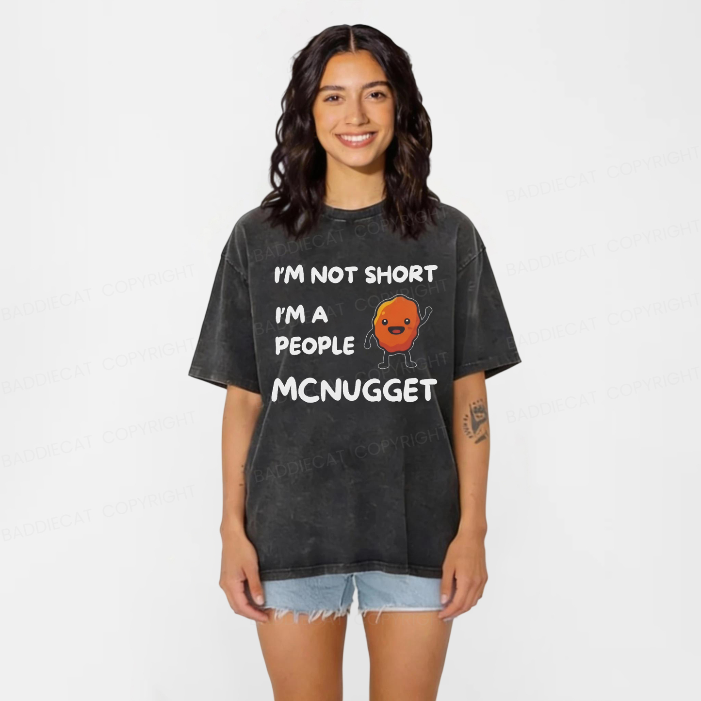 Baddiecat Funny I'm A People Mcnugget Washed T-shirt