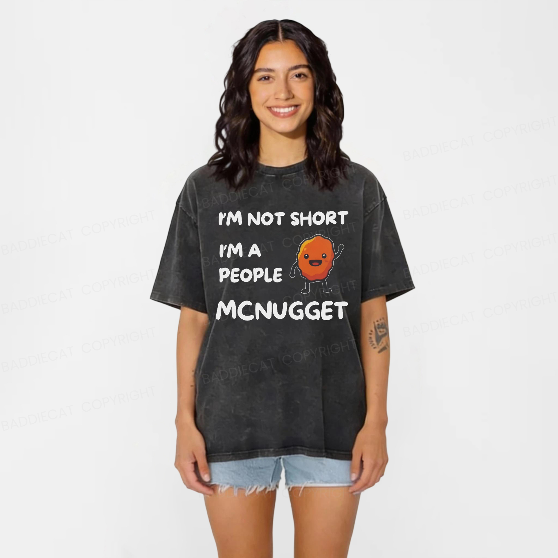 Baddiecat Funny I'm A People Mcnugget Washed T-shirt
