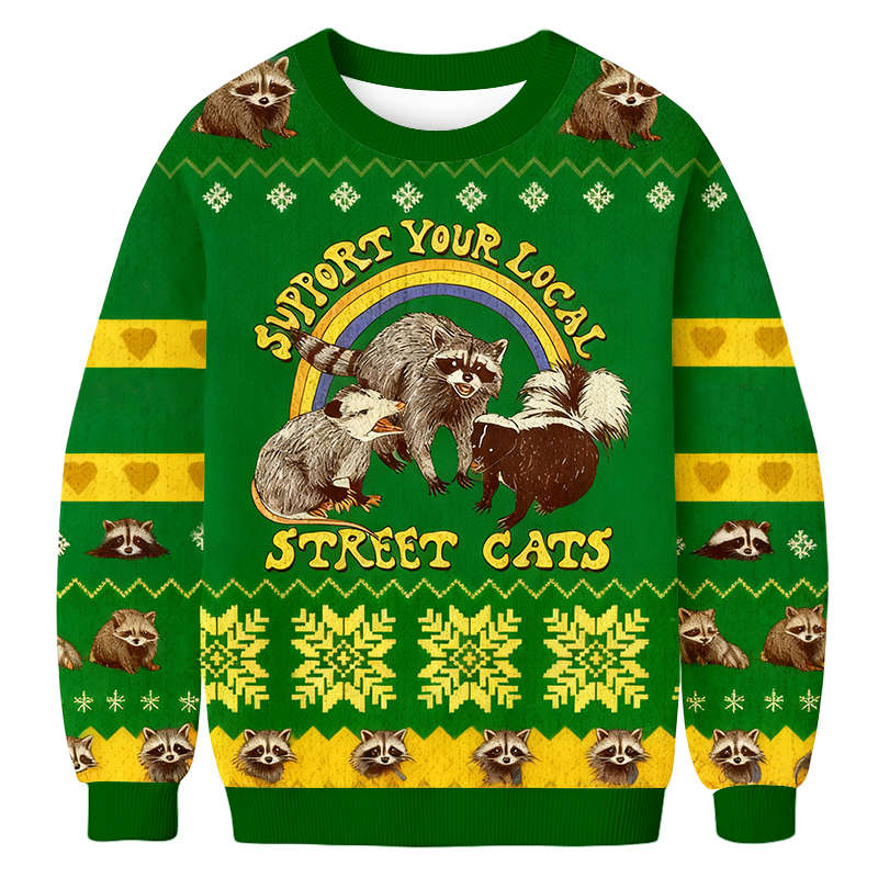 [Copy]Baddiecat Support Your Local Street Cats Christmas Ugly Sweatshirt
