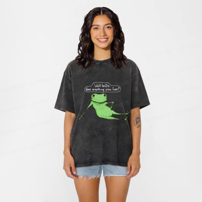 Baddiecat Flirtatious Frog Washed T-shirt