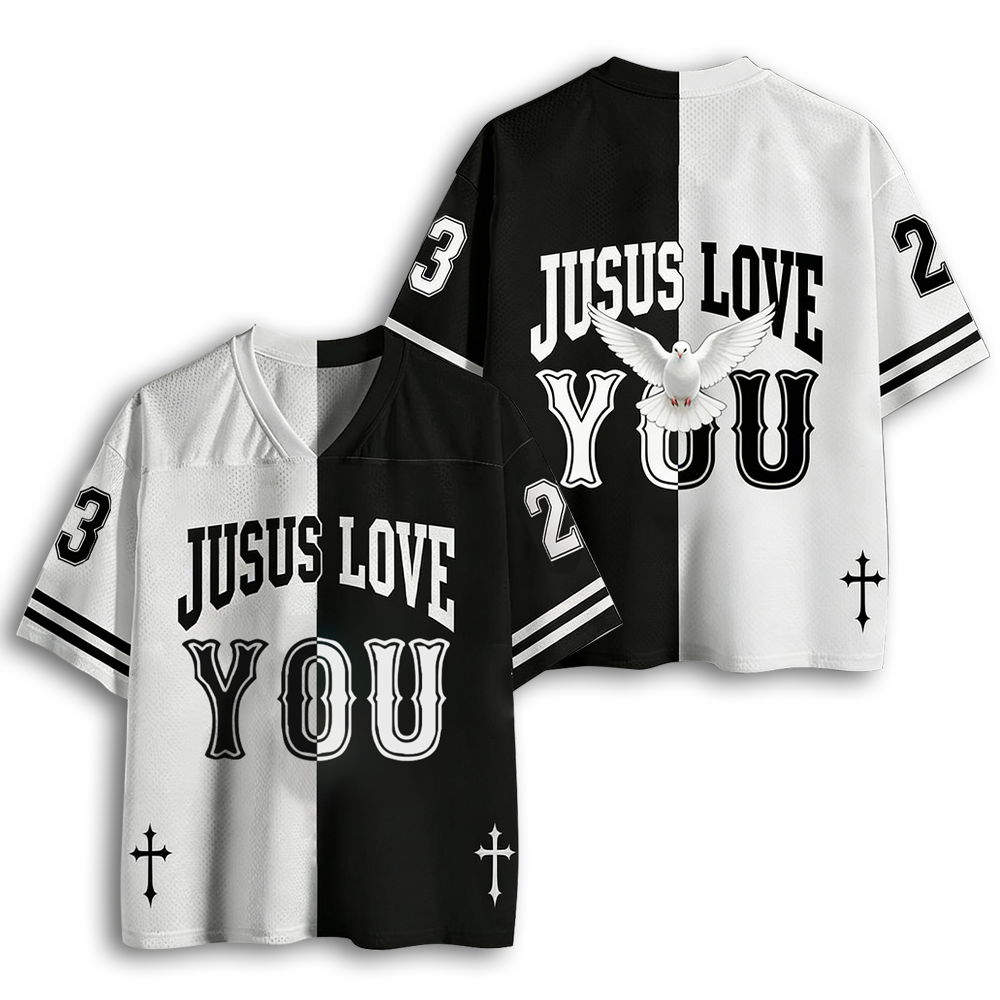 Baddiecat Jesus Love You Christian Faith Mesh Jersey