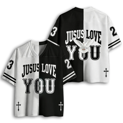 Baddiecat Jesus Love You Christian Faith Mesh Jersey