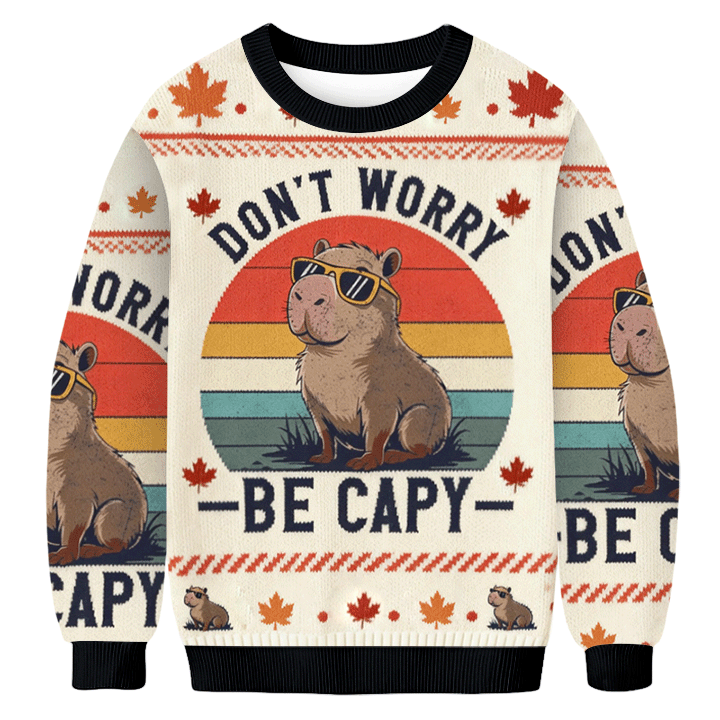 Baddiecat Don't Worry Be Capy Donut Ugly Sweatshirt