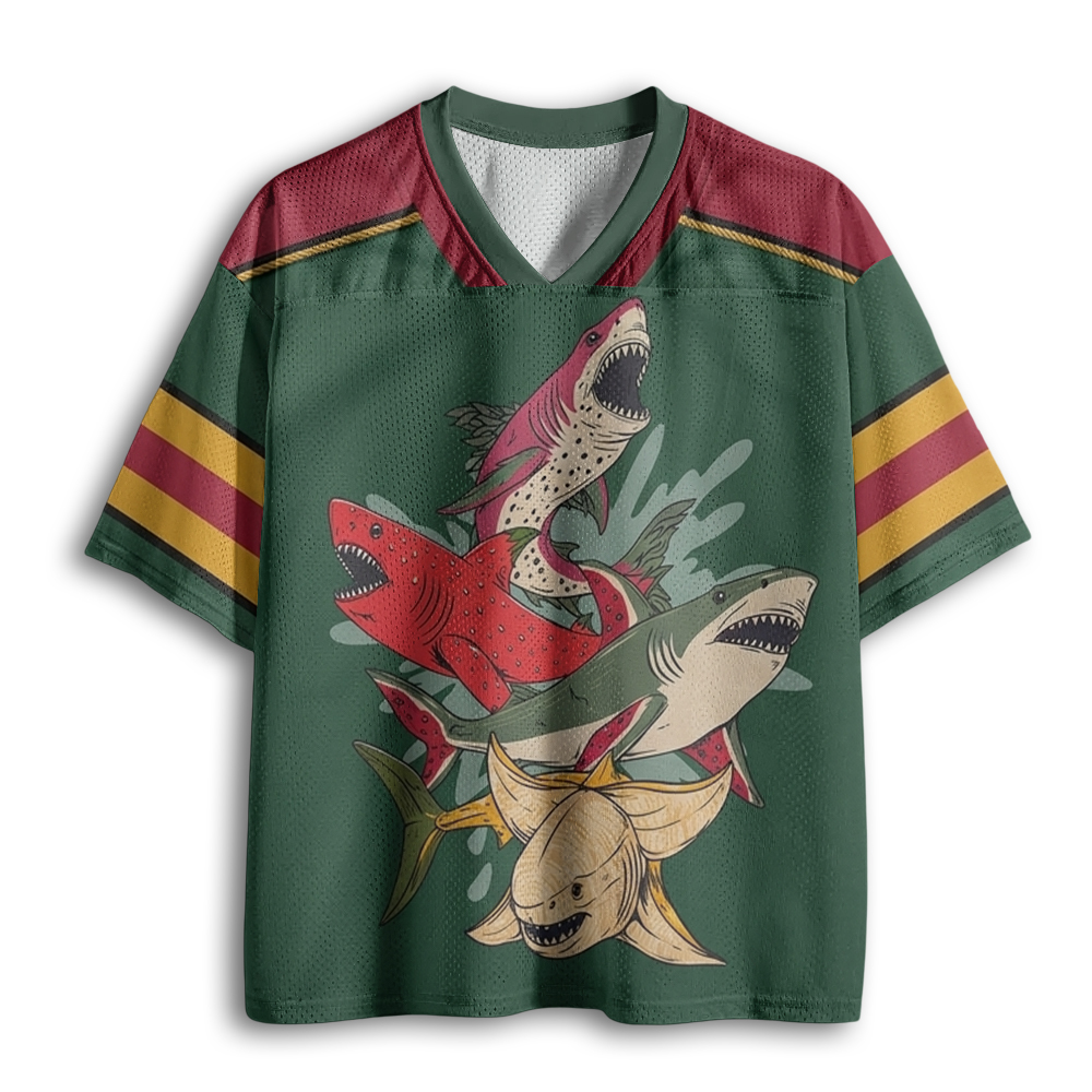 Baddiecat Funny Fruit Sharks Mesh Jersey