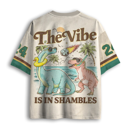 Baddiecat Funny Dinosaur The Vibe Is In Shambles Mesh Jersey