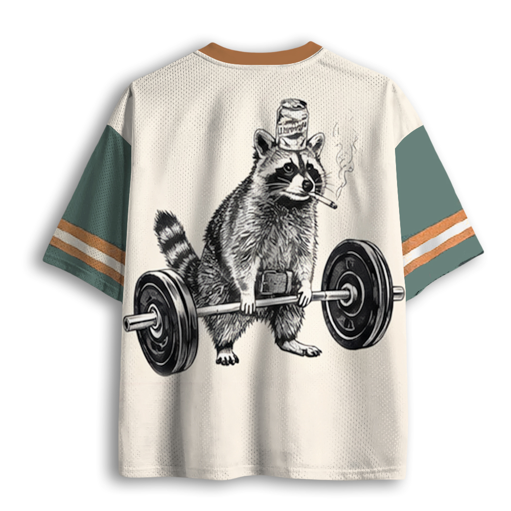 Baddiecat Smoking Raccoon Deadlift Mesh Jersey