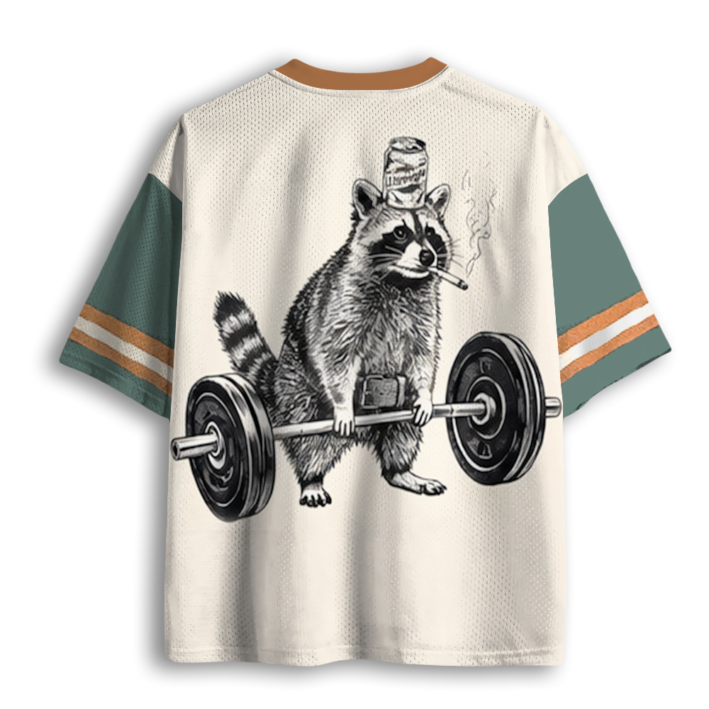Baddiecat Smoking Raccoon Deadlift Mesh Jersey