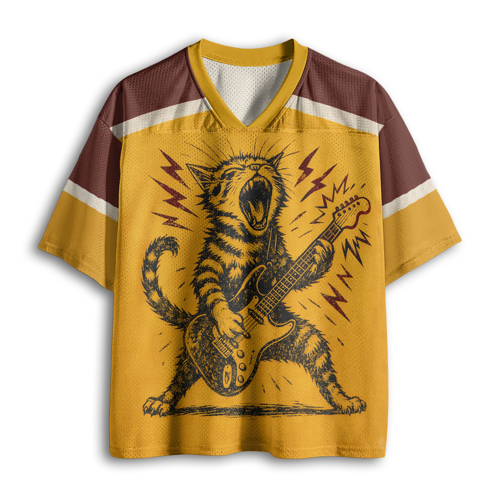Baddiecat Rock And Roll Cat Mesh Jersey
