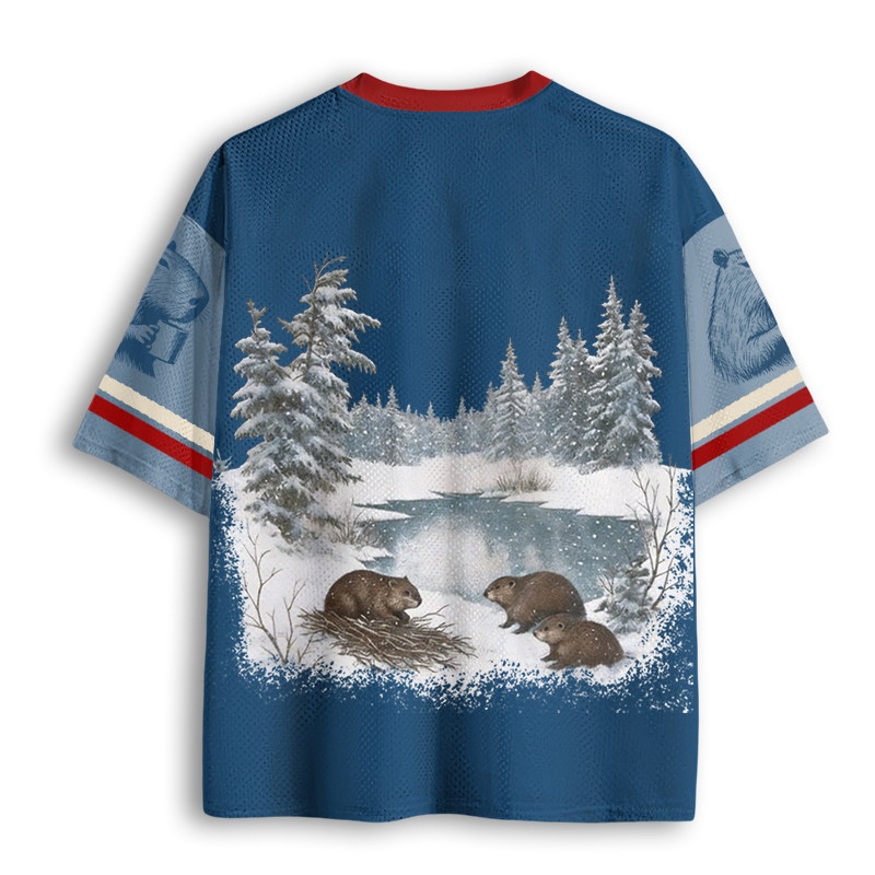 Baddiecat Retro Beaver Winter Snow Mesh Jersey