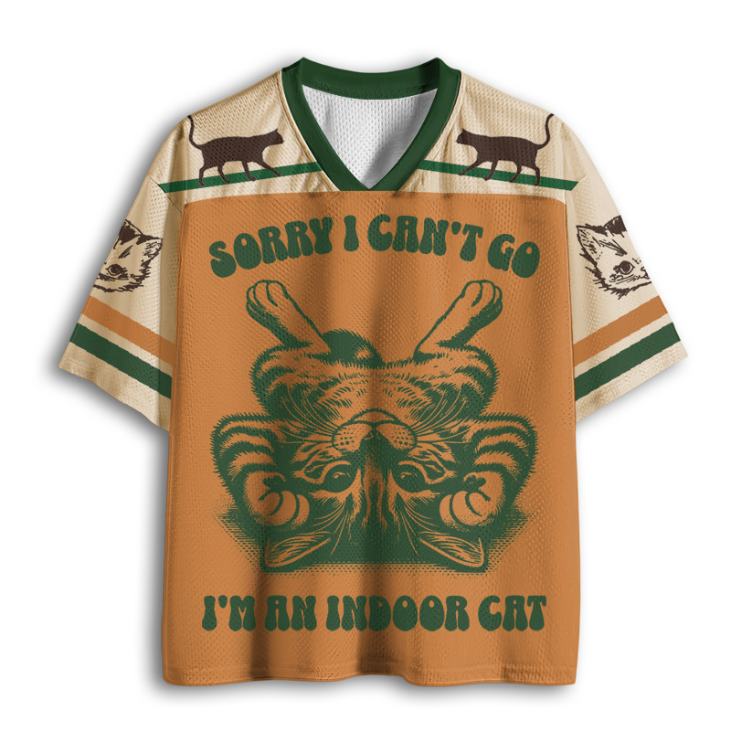 Baddiecat Sorry I Can't Go I'm An Indoor Cat Mesh Jersey