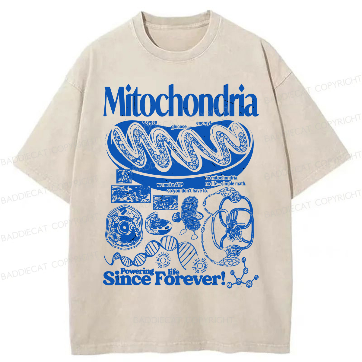 Baddiecat Mitochondria Vintage Science Washed T-shirt