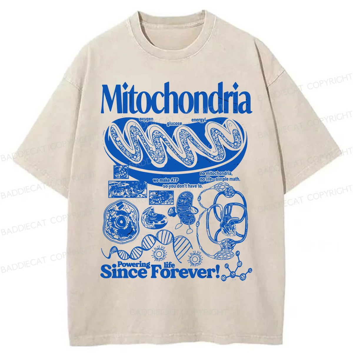 Baddiecat Mitochondria Vintage Science Washed T-shirt