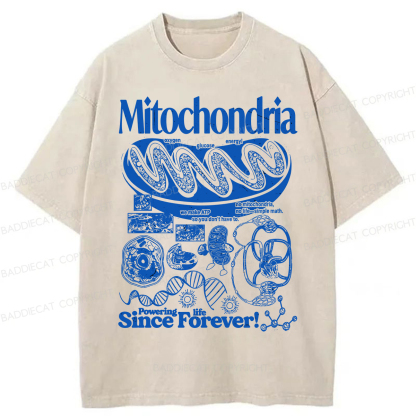 Baddiecat Mitochondria Vintage Science Washed T-shirt