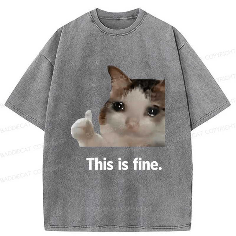 Baddiecat Cat Meme Funny Washed T-shirt