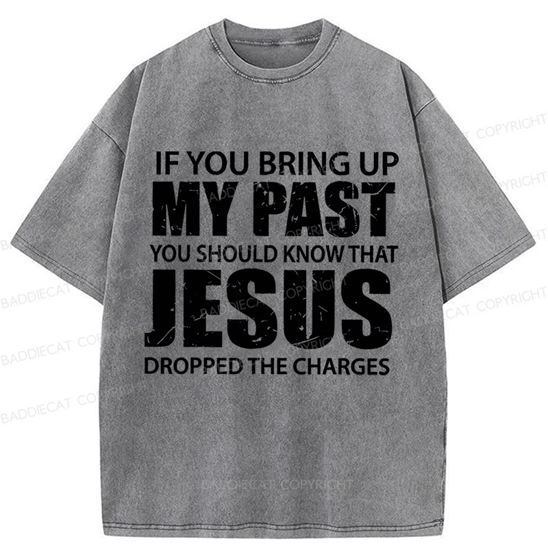Baddiecat Jesus Christian Faith Washed T-shirt