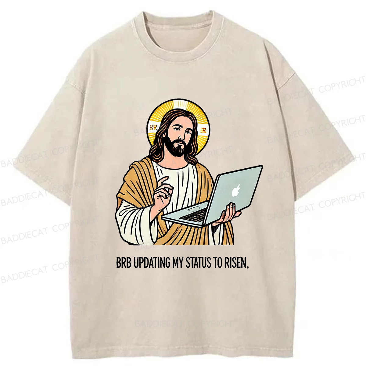 Baddiecat Funny Jesus Retro Washed T-shirt