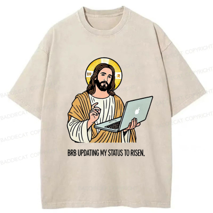 Baddiecat Funny Jesus Retro Washed T-shirt