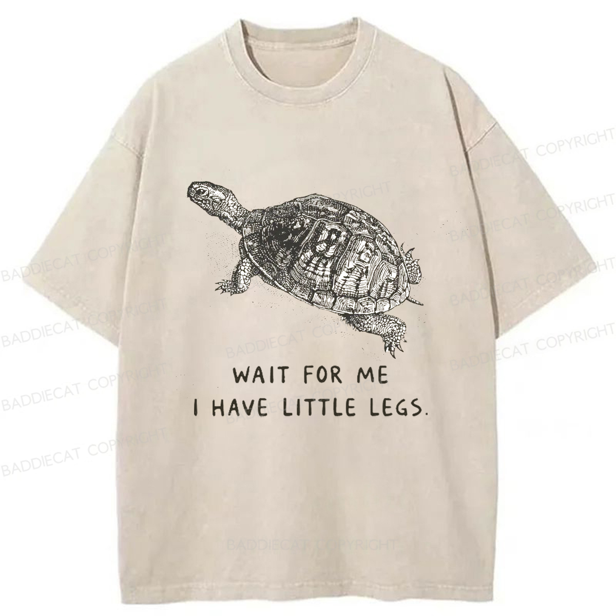 Baddiecat Anxious Turtle Washed T-shirt