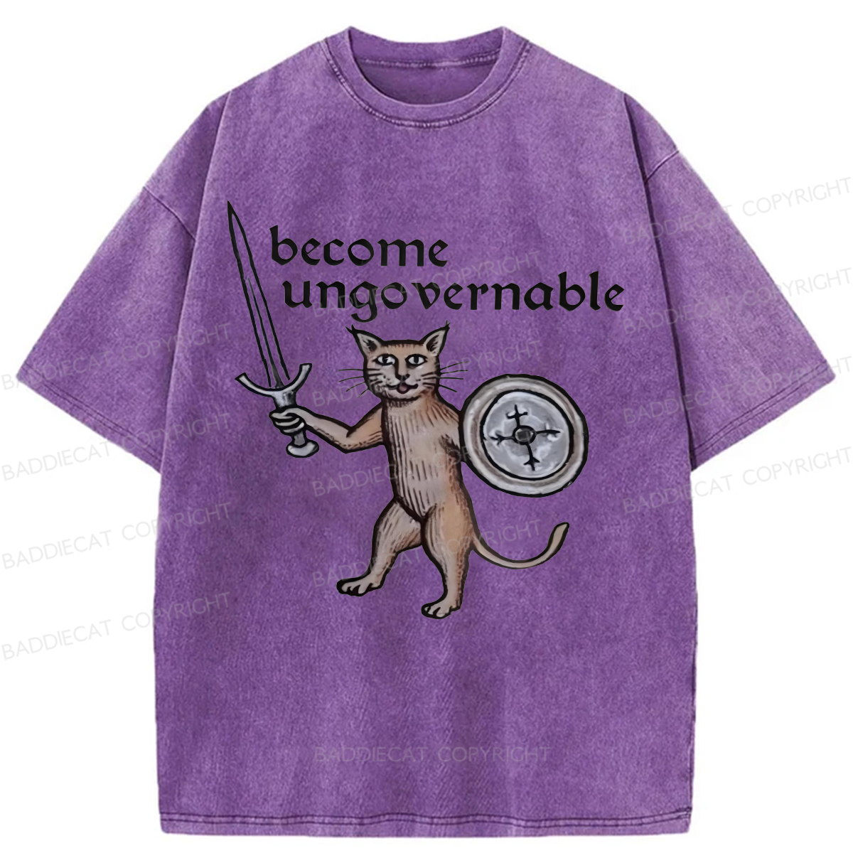 Baddiecat Become Ungovernable Cat Washed T-shirt