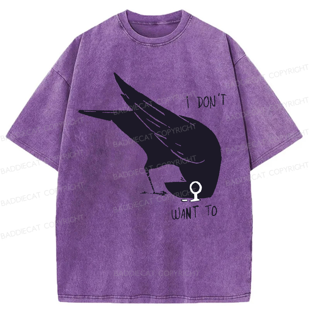 Baddiecat I Don't Want To Raven Washed T-shirt