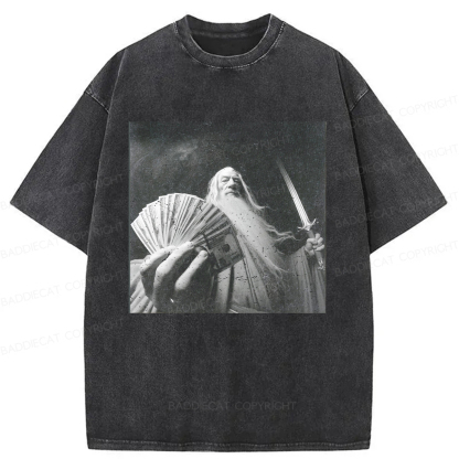 Baddiecat Wizard Old And Rich Comfort Washed T-shirt