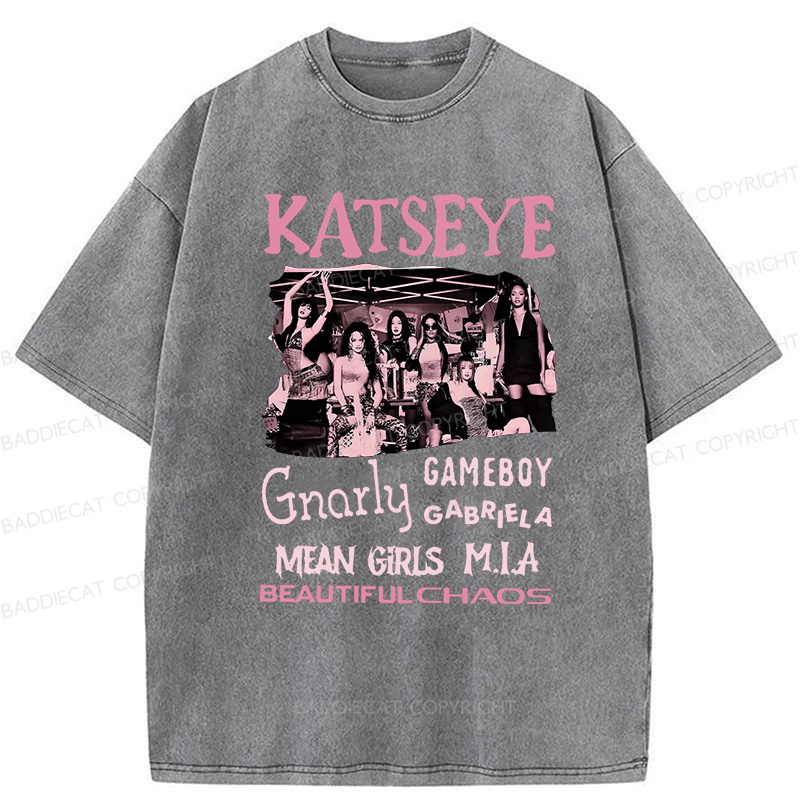 Baddiecat Katseye The Beautiful Chaos Tour Washed T-shirt