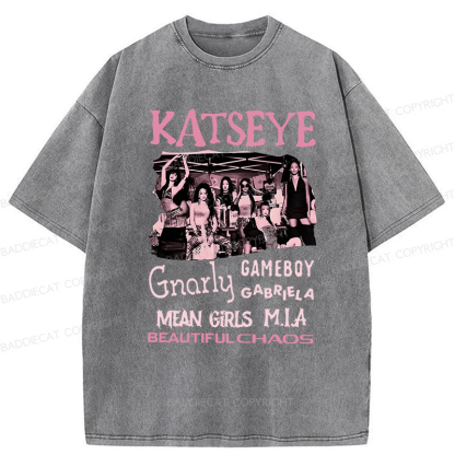 Baddiecat Katseye The Beautiful Chaos Tour Washed T-shirt