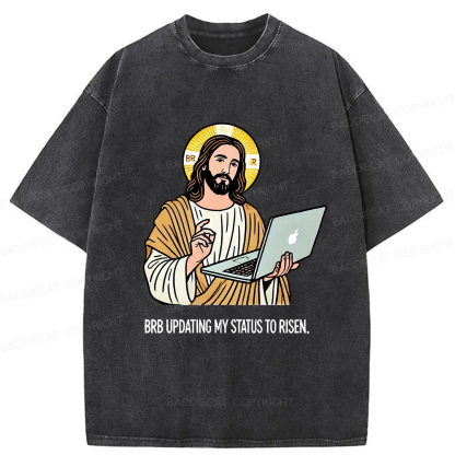 Baddiecat Funny Jesus Retro Washed T-shirt