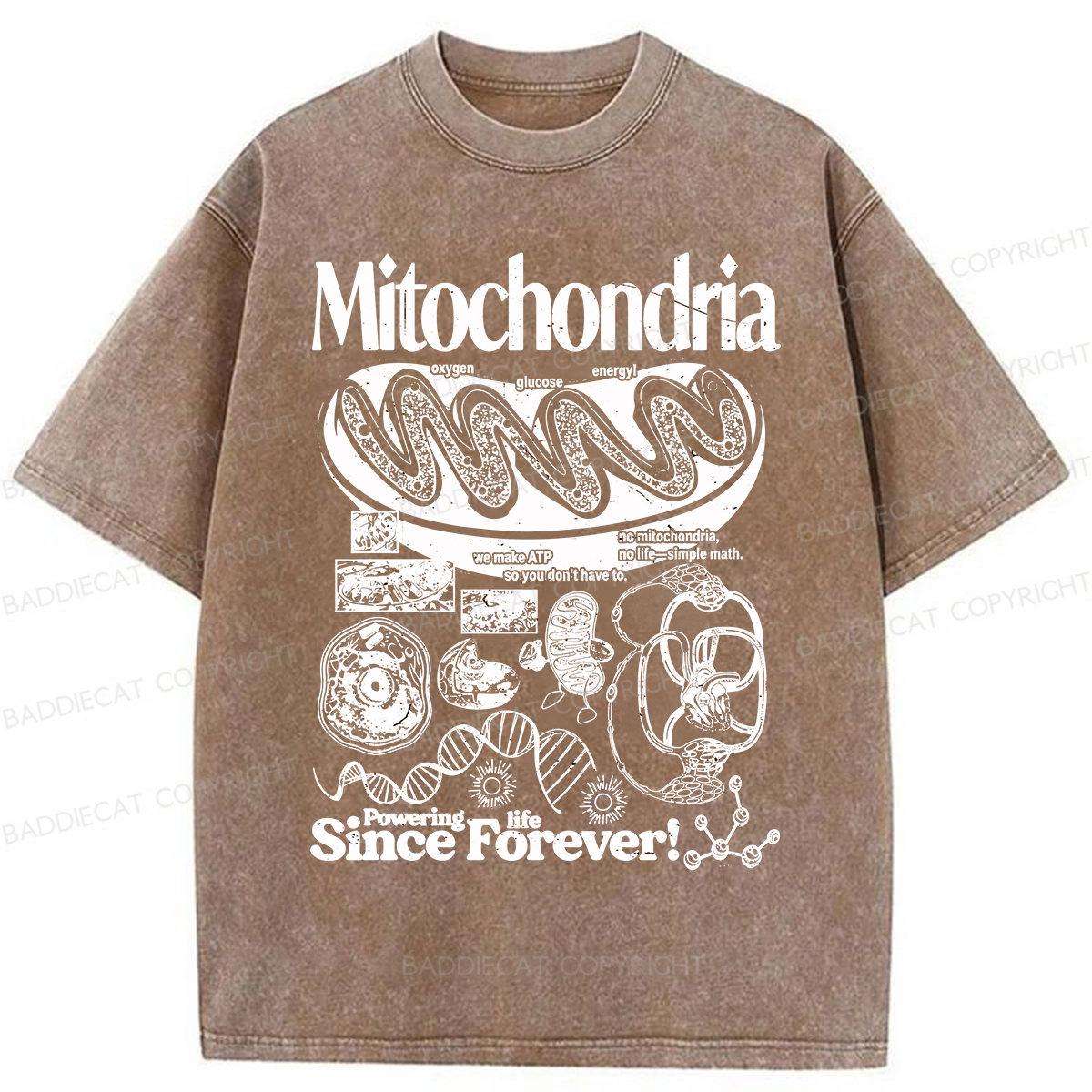 Baddiecat Mitochondria Vintage Science Washed T-shirt