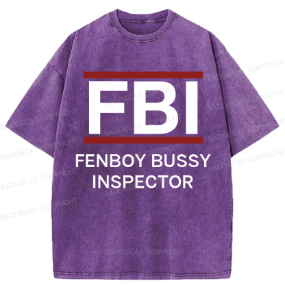 Baddiecat Fenboy Bussy Inspector Funny Washed T-shirt