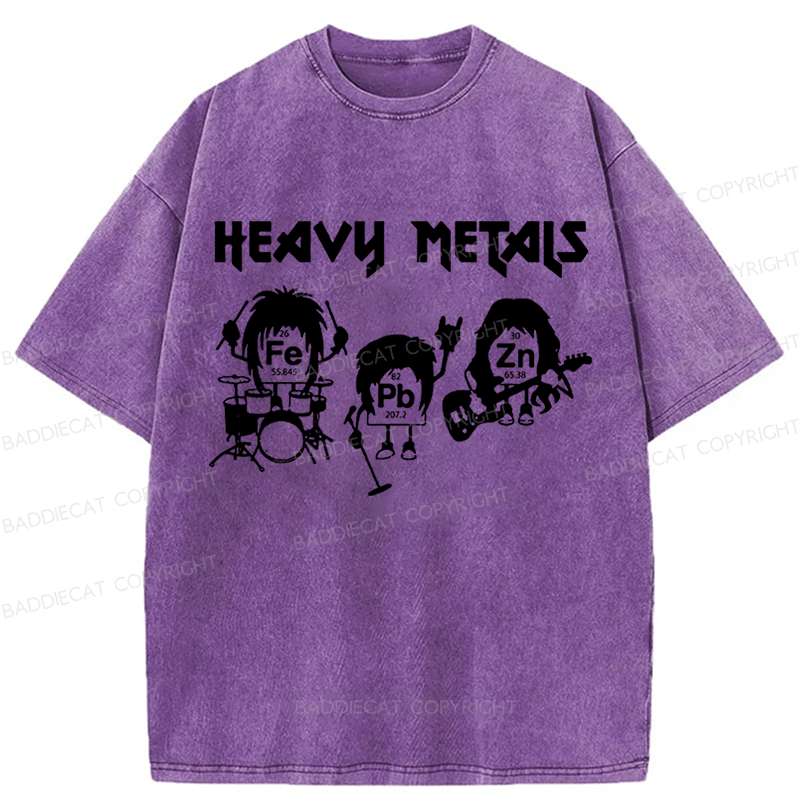 Baddiecat Heavy Metals Music Washed T-shirt