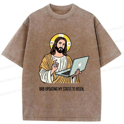 Baddiecat Funny Jesus Retro Washed T-shirt