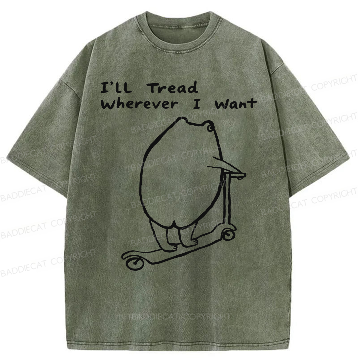 Baddiecat I'll Tread Wherever I Want Washed T-shirt