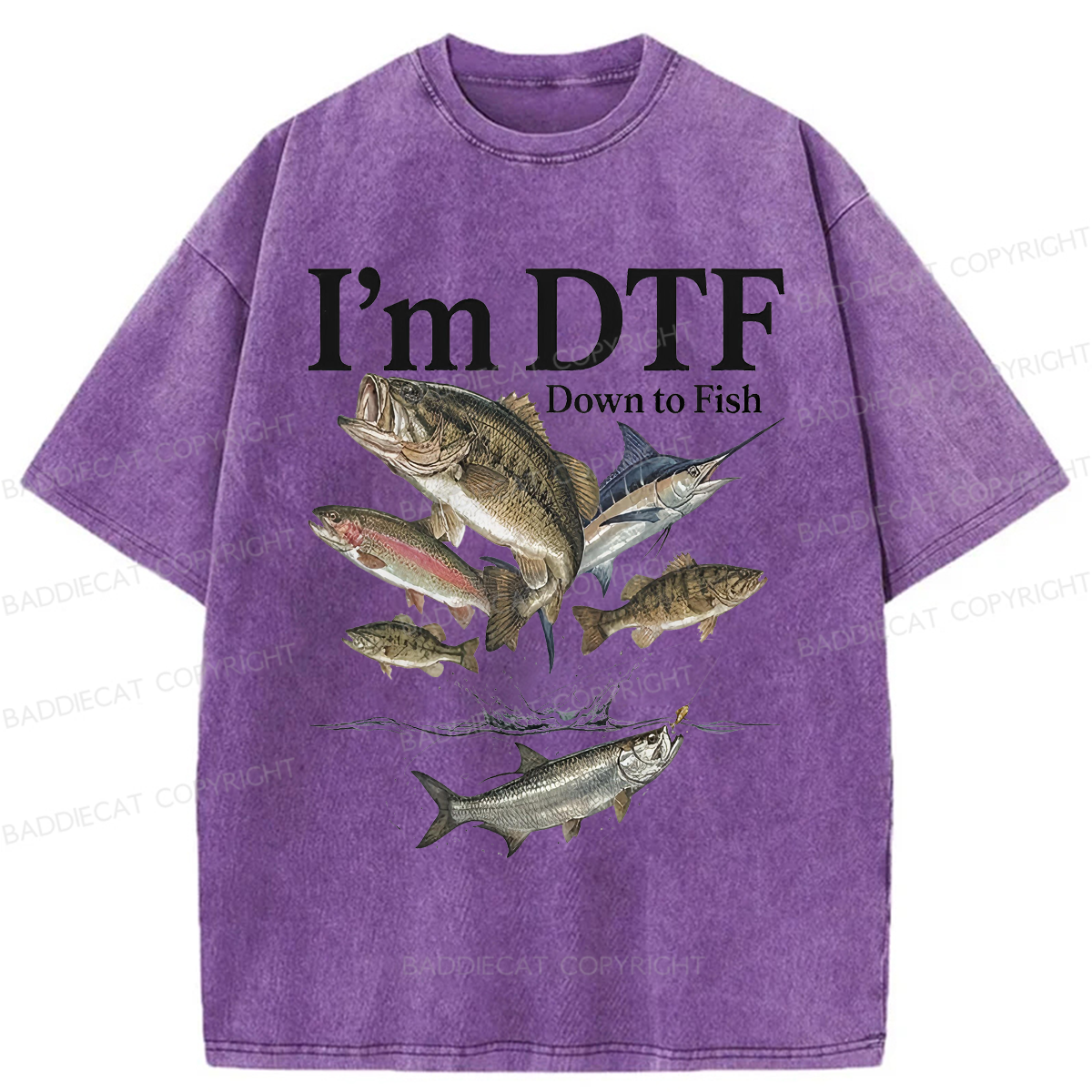 Baddiecat I'm Down To Fish Washed T-shirt