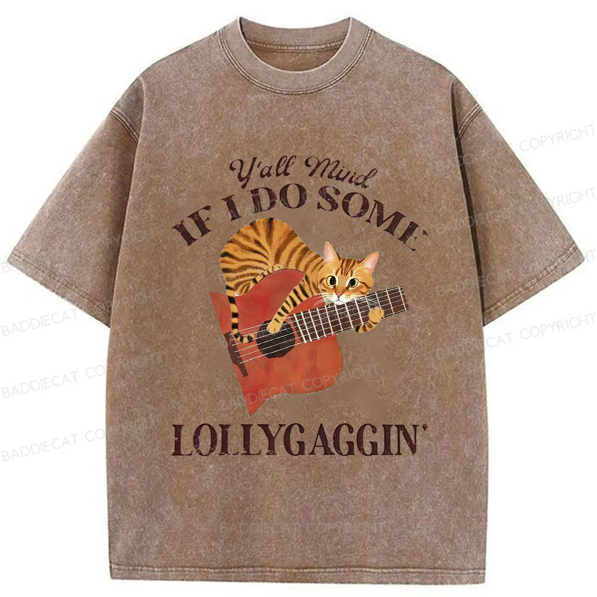 Baddiecat ADHD Orange Cat Washed T-shirt