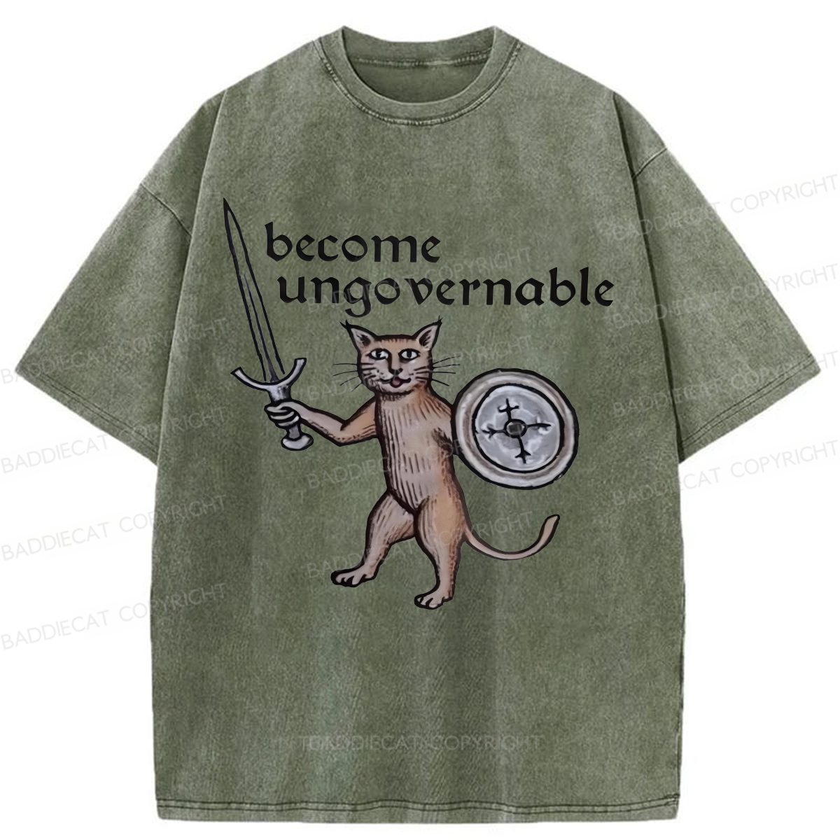 Baddiecat Become Ungovernable Cat Washed T-shirt