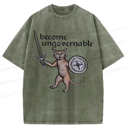 Baddiecat Become Ungovernable Cat Washed T-shirt