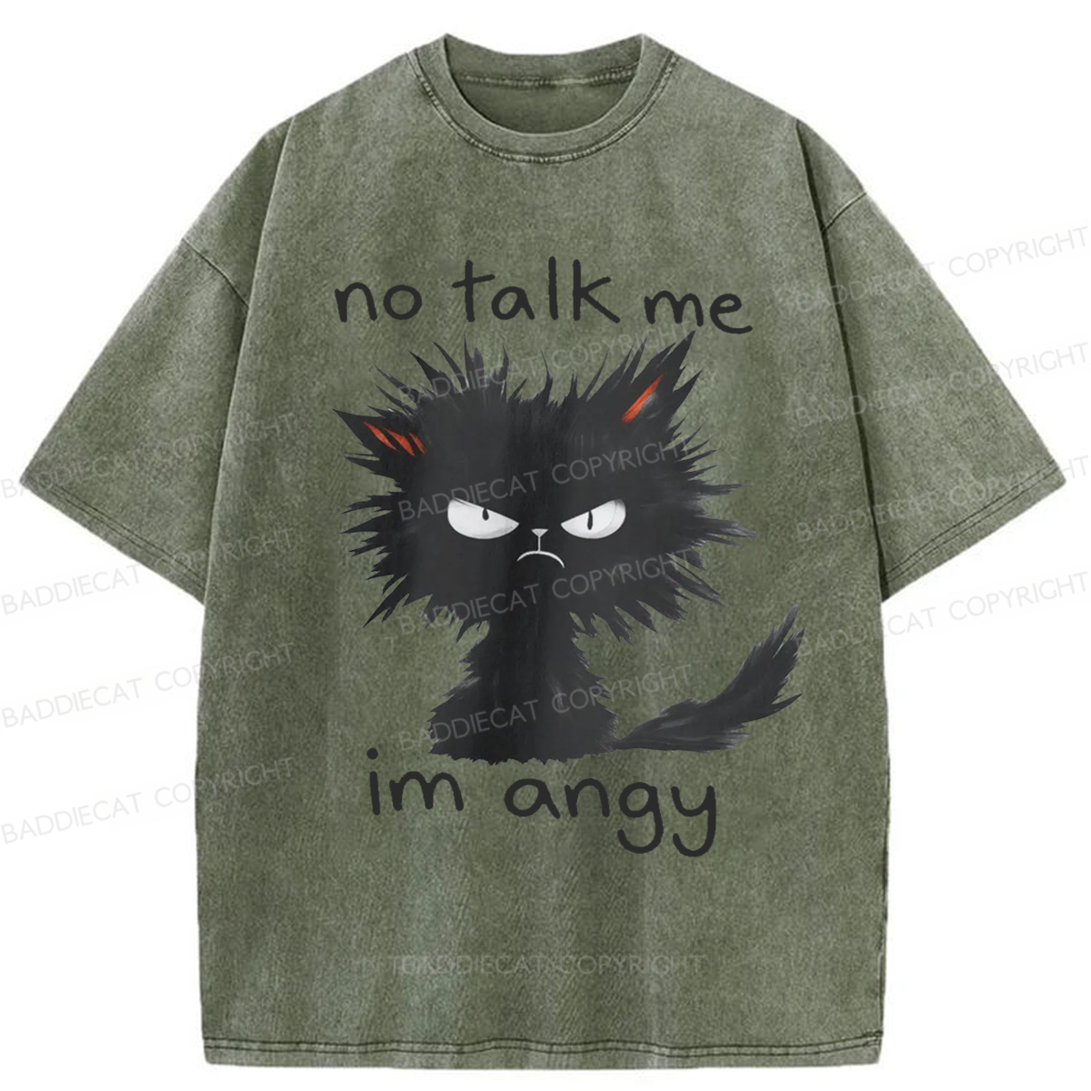 Baddiecat No Talk Me Im Angy Cat Washed T-shirt