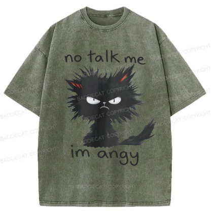 Baddiecat No Talk Me Im Angy Cat Washed T-shirt