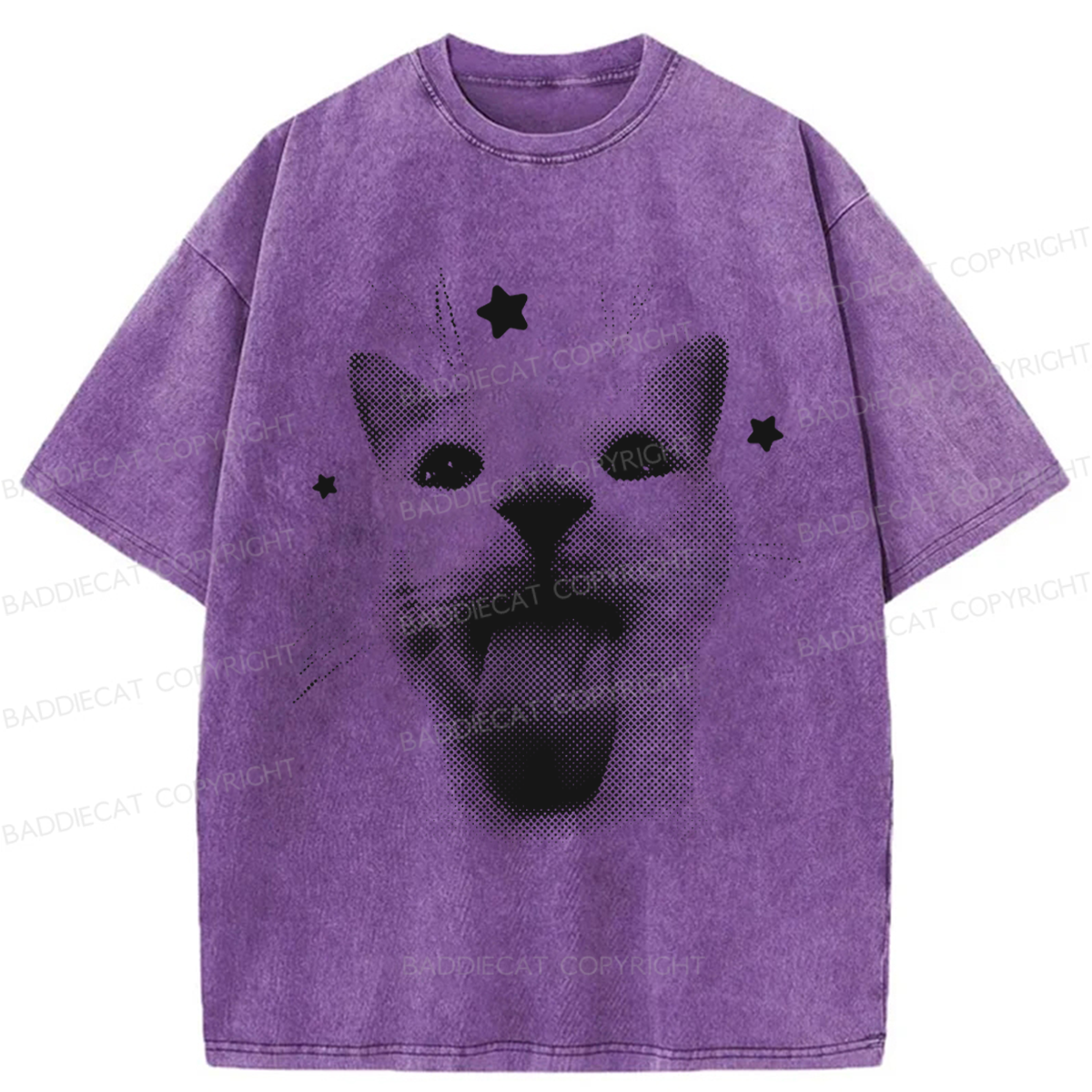 Baddiecat Retro Cat Washed T-shirt