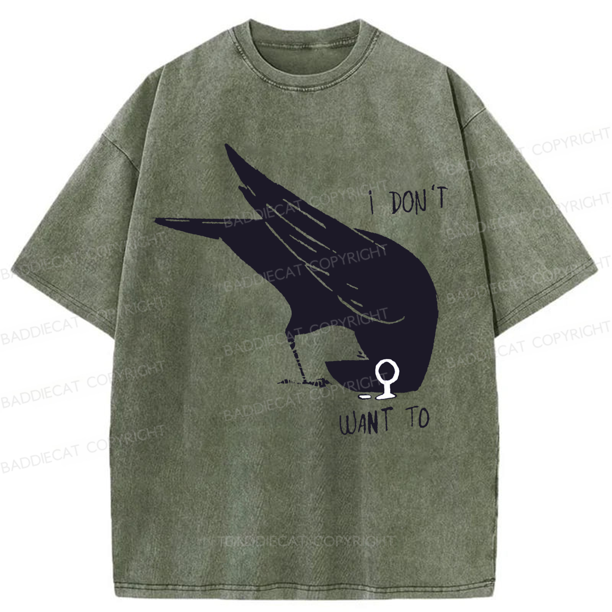 Baddiecat I Don't Want To Raven Washed T-shirt