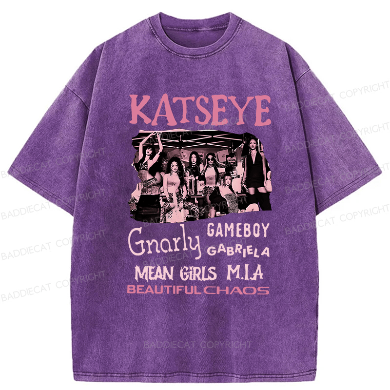 Baddiecat Katseye The Beautiful Chaos Tour Washed T-shirt