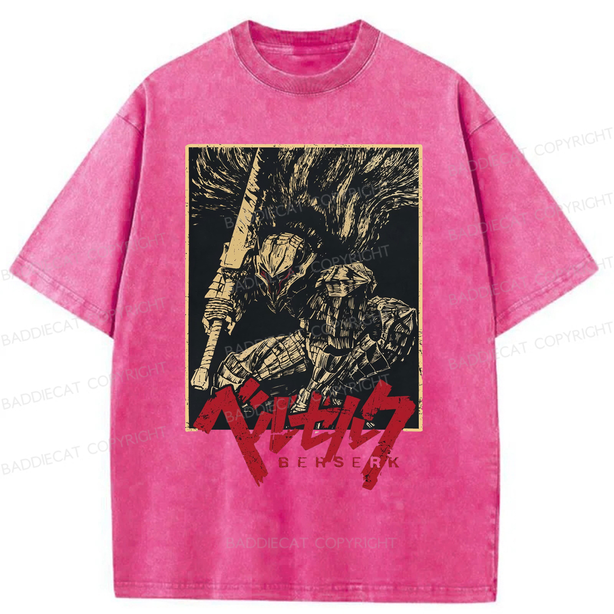 Baddiecat Berserk Guts Black Swordsman Washed T-shirt