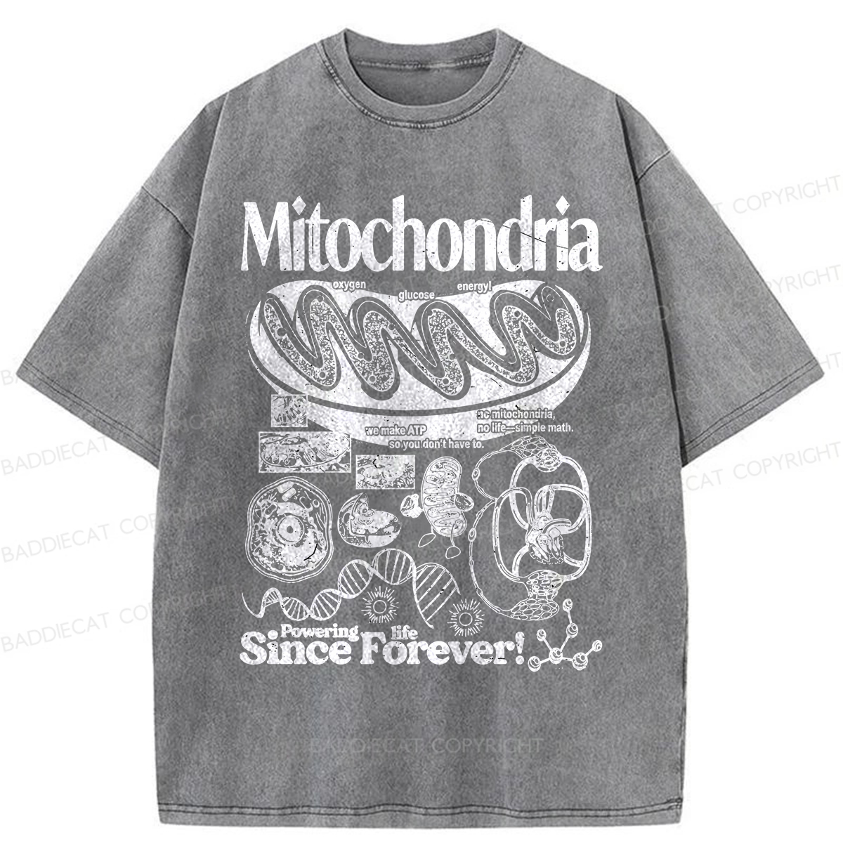 Baddiecat Mitochondria Vintage Science Washed T-shirt