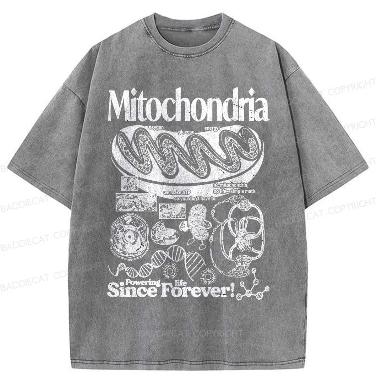 Baddiecat Mitochondria Vintage Science Washed T-shirt