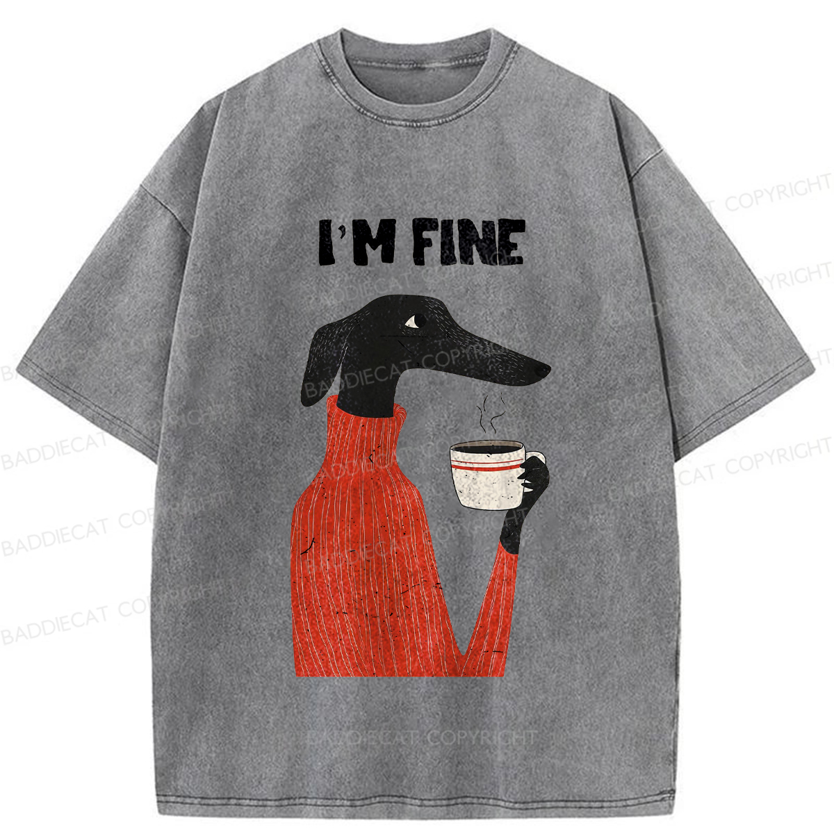 Baddiecat I'm Fine Washed T-shirt