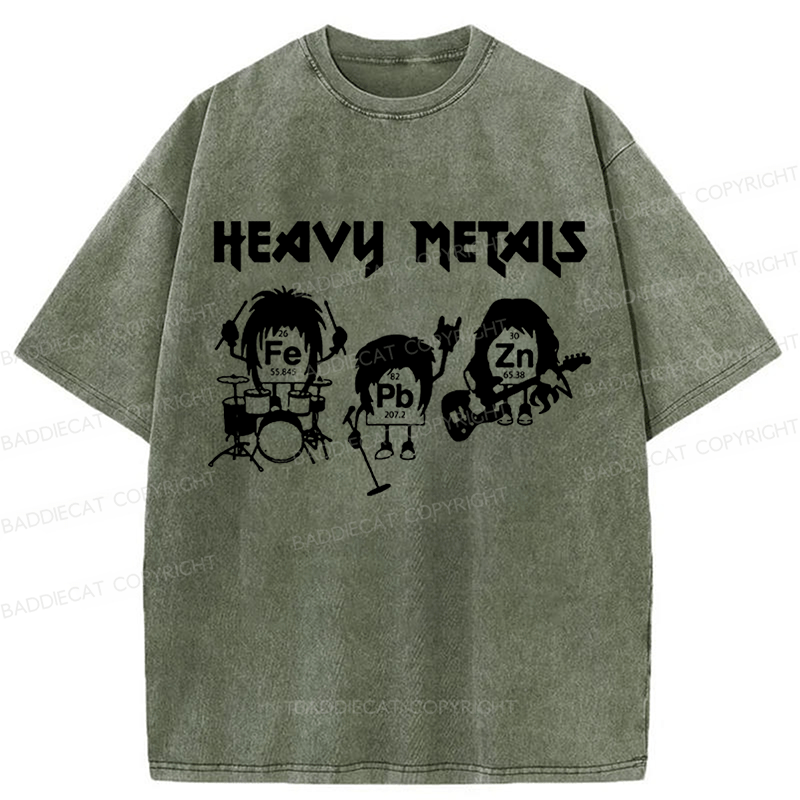 Baddiecat Heavy Metals Music Washed T-shirt
