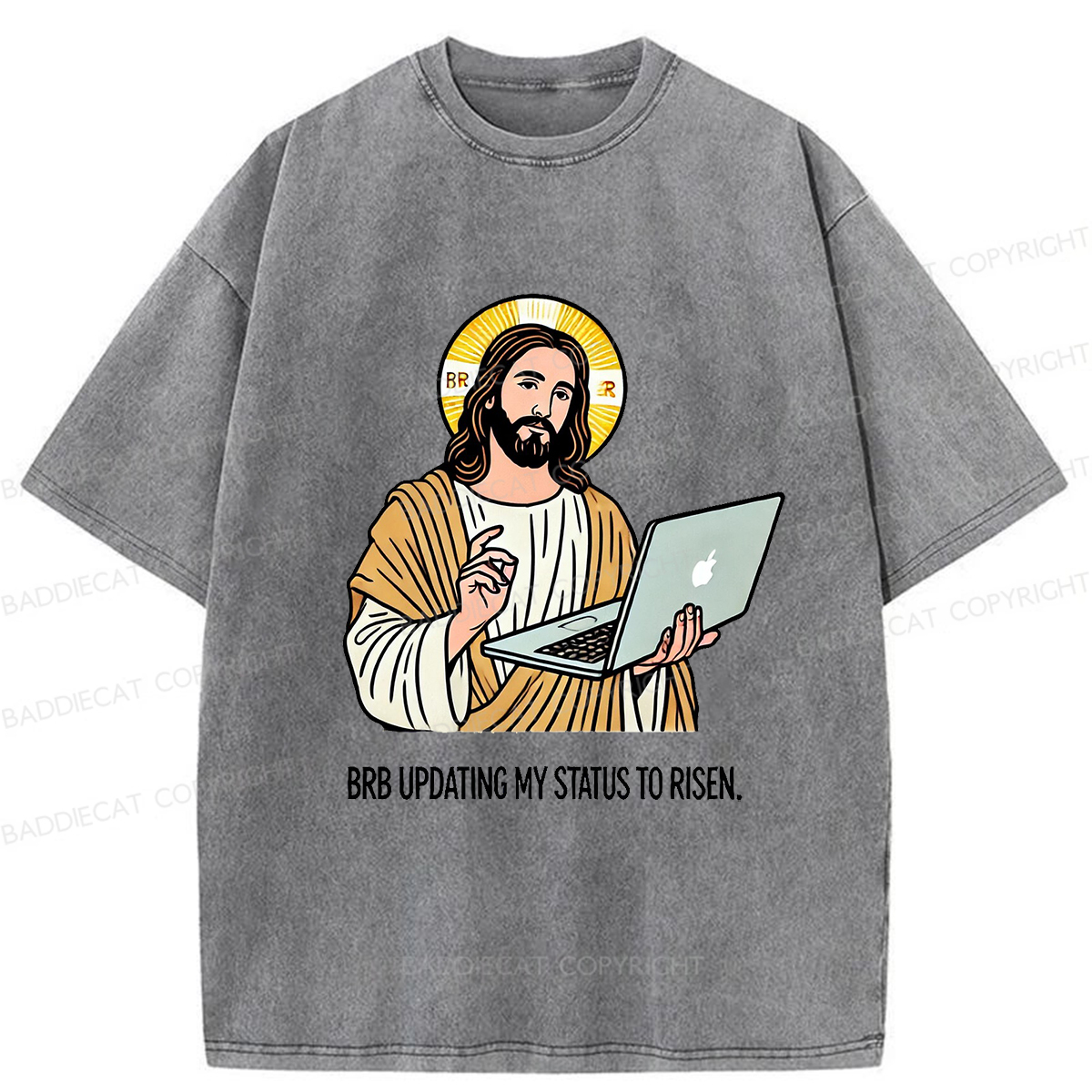 Baddiecat Funny Jesus Retro Washed T-shirt