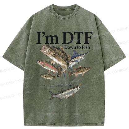 Baddiecat I'm Down To Fish Washed T-shirt